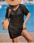 Cupshe Womens Crochet Short Sleeve Cover-Up Mini Beach Dress