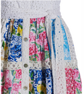 Boston Proper Mixed Media Eyelet Patchwork Print Fit and Flare Dress, Size MD