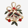Monet Women's Christmas Bells Pin - Red, Green, Gold Glass Brooch
