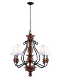 World Imports Elysia 5-Light Elegant White Fabric Shade Antiqued Gold Chandelier
