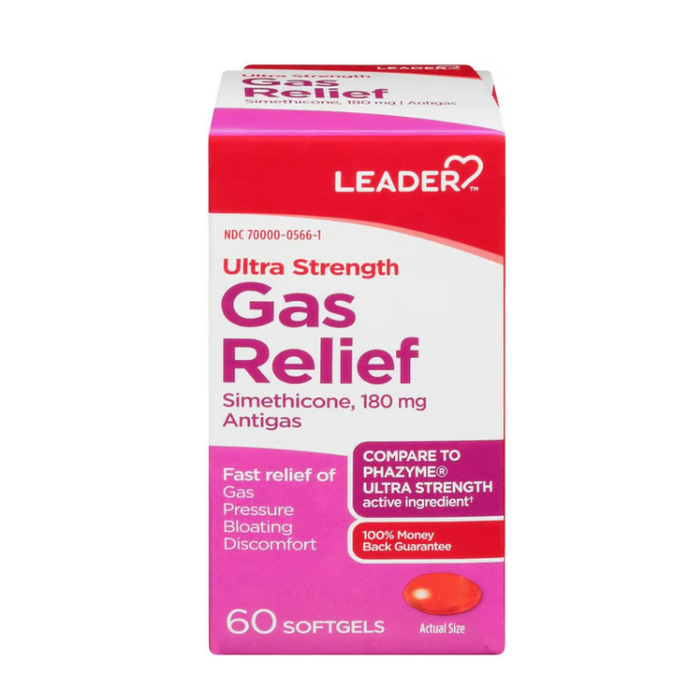 Leader™ Ultra Strength Gas Relief (180 mg) – 60 Softgels