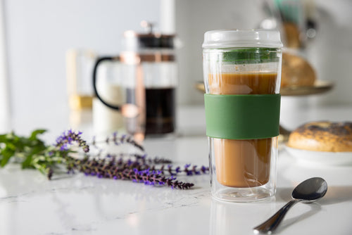SipLux® Glass Travel Cup with Lid
