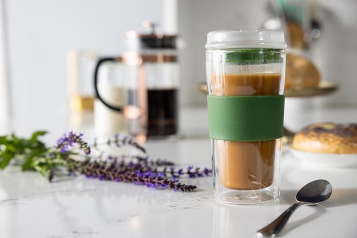 SipLux® Glass Travel Cup with Lid