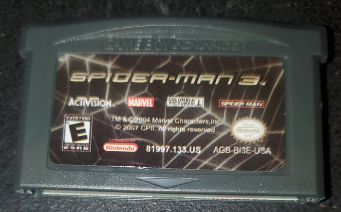 Spider-Man 3 GBA Video Game Cartridge Game Boy Advance Nintendo 2007