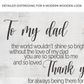 To My Dad Thank You Happy Father's Day Sign