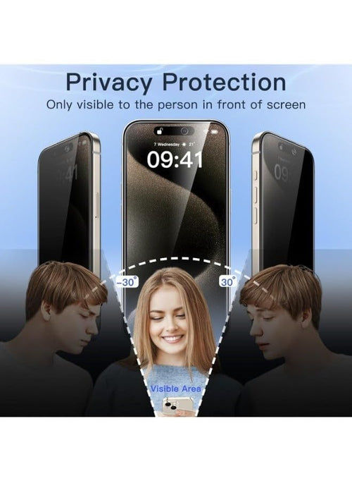 Privacy tempered glass screen protector for iPhone 16 Pro