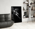 Drifting Astronaut Starry Black Space Glass Wall Art