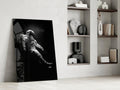 Drifting Astronaut Starry Black Space Glass Wall Art
