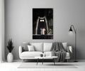 Coffee Lover Cat Glass Wall Art || Designer Collection