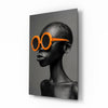 Orange Round Sunglasses Gray Portrait Glass Wall Art