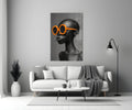 Orange Round Sunglasses Gray Portrait Glass Wall Art