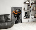 Orange Round Sunglasses Gray Portrait Glass Wall Art