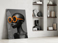 Orange Round Sunglasses Gray Portrait Glass Wall Art