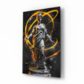 Stone Goddess Amber Neon Orbit Glass Wall Art