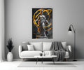 Stone Goddess Amber Neon Orbit Glass Wall Art