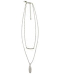 Inc Silver-Tone Crystal Bar and Drop Layered Pendant Necklace