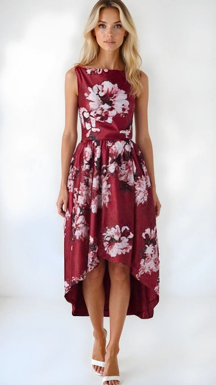 Tahari ASL Women's Mikado High/Low Gown Purple Dark Pink Size 8