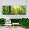 Golden Rays Into The Forest Canvas Wall Art