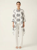 P Luca Milano Womens Geometric Print High-Low Button-Up Shirt, XL