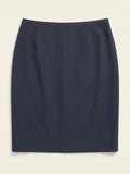 Le Suit Women's Shadow-Stripe Skirt Navy Size 10
