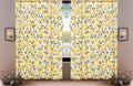 DaDa Bedding Set of 2 Botanical Floral Window Curtain Panels - Natural Semi Sheer Yellow Fleur Golden Orange Spring Time Tulips Straight Tailored Edge
