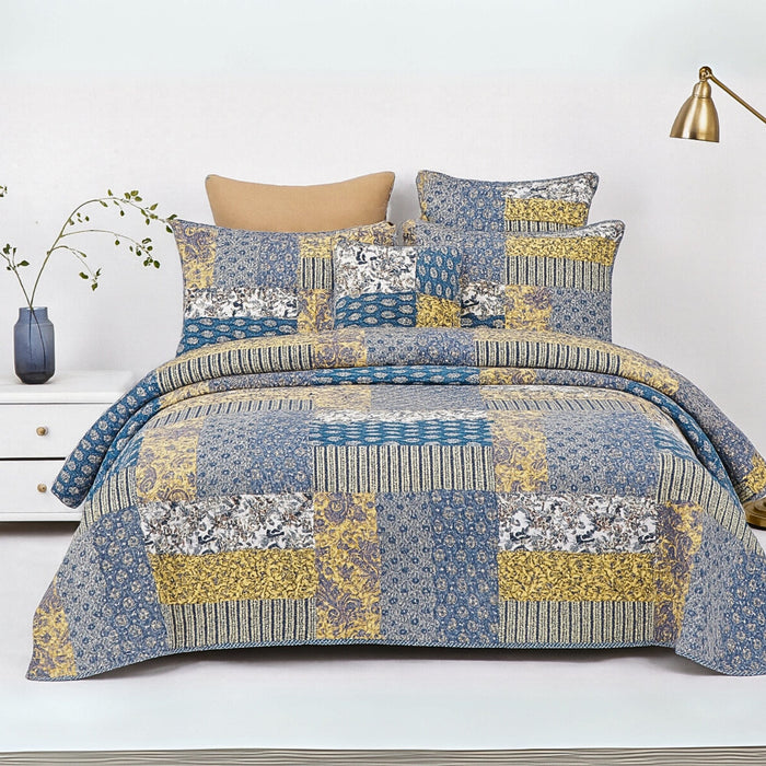 DaDa Bedding Honey Cove Floral Paisley Patchwork Quilt Set
