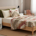 DaDa Bedding Cranberry Sage Floral Flat Sheet Set