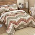DaDa Bedding Cranberry Sage Floral Chevron Duvet Cover Set