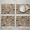 DaDalogy Bedding Set of 4-Pieces Light White Mughal Floral Botanical Cottage Fleur Tapestry Placemats 13” x 19” (18196)