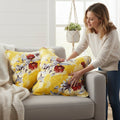 DaDa Bedding Set of 2 Sunshine Yellow Hummingbirds Floral Scalloped Throw Pillow Covers, 18" (JHW925)