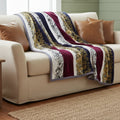 DaDa Bedding Botanical Floral Striped Carnations Mink Flannel Fleece Throw Blanket (XY9829)