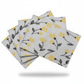 DaDa Bedding Set of 4-Pieces Sunshine Yellow Fleur Spring Tapestry Dining Table Placemats 13” x 19” (18112)