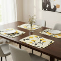 DaDa Bedding Botanical Floral Dining Table Placemats - Set of 4-Pieces Quilted Ivory with Yellow Fleur Golden Orange Spring Time Tulips - 13 x 19