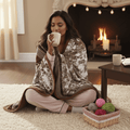 DaDa Bedding Elegant Twilight Lavender Brown Floral Flannel Mink Fleece Throw Blanket (XY9879)
