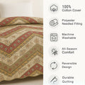DaDa Bedding Cranberry Sage Floral Chevron Quilt Set - Lightweight Bedspread