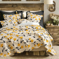 DaDa Bedding Yellow Fleur Floral Quilt Set - Ivory Gold Bedspread