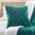 DaDa Bedding Emerald Green Blue Faux Fur Pillow Cover