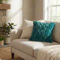 DaDa Bedding Emerald Green Blue Faux Fur Pillow Cover