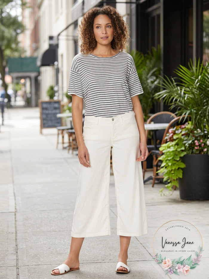 NYDJ Linen Blend Crop Wide Leg Pants