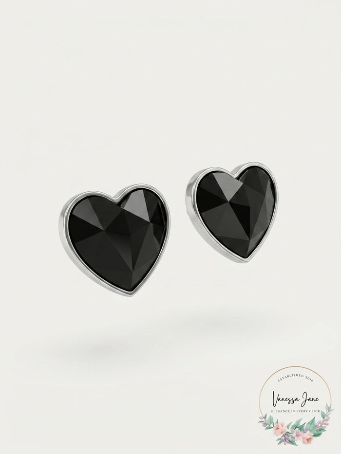Inc Gold-Tone Faceted Heart Stud Earrings