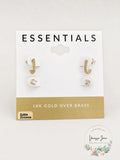 And Now This Cubic Zirconia Crystal Studs and J Hoop Duo Earring Set