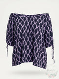MICHAEL Michael Kors Womens Plus Ikat Ruffled Pullover Top, Navy ,Size 1X
