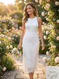 Aqua Womens Lace Midi Halter Dress