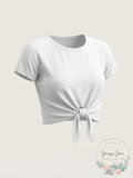 Under Armour Front-Tie Cropped T-Shirt, Size Large