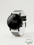 I.N.C. Womens White Striped Silicone Strap Watch 39mm