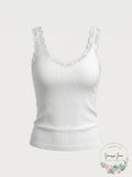Aqua Knit Lace Trim Camisole Top, Size Large