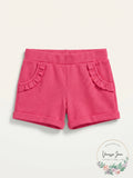 Hanes Little Girls' Ruffle Pocket Shorts, Pink, X-Small -4/5