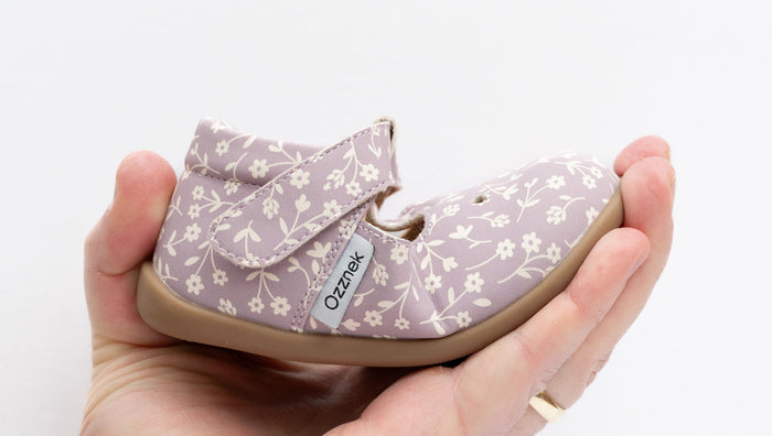 Ava Blossom Kids' Barefoot Mary Janes | Floral T-Strap Toddler Shoes