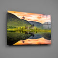 Highland Castle Sunset Reflection Glass Wall Art