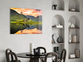 Highland Castle Sunset Reflection Glass Wall Art